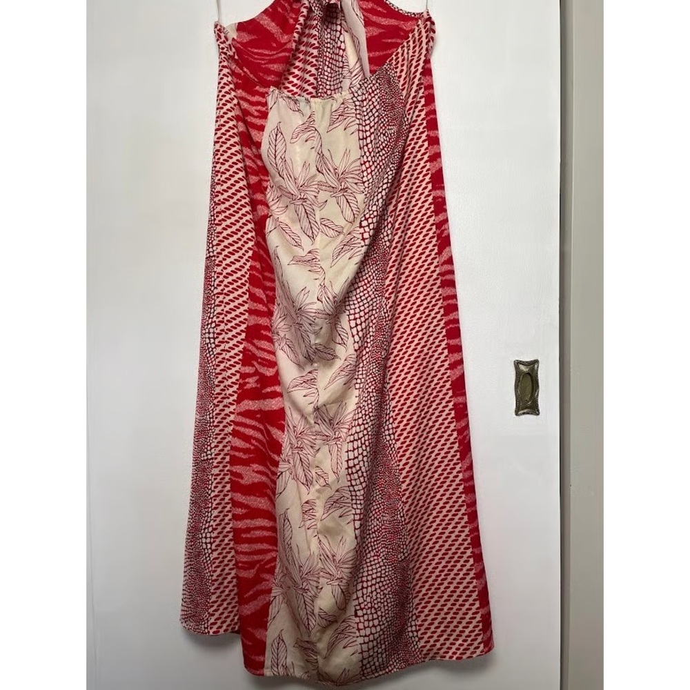 Banana Republic Red and Cream Halter Dress medium size